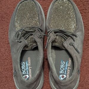 BOBS from Skechers Charcoal and Glitter Loafers